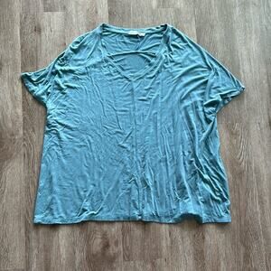 Double Zero V-Neck Basic Oversized Short Sleeve T-Shirt Dark Teal Small Boxy